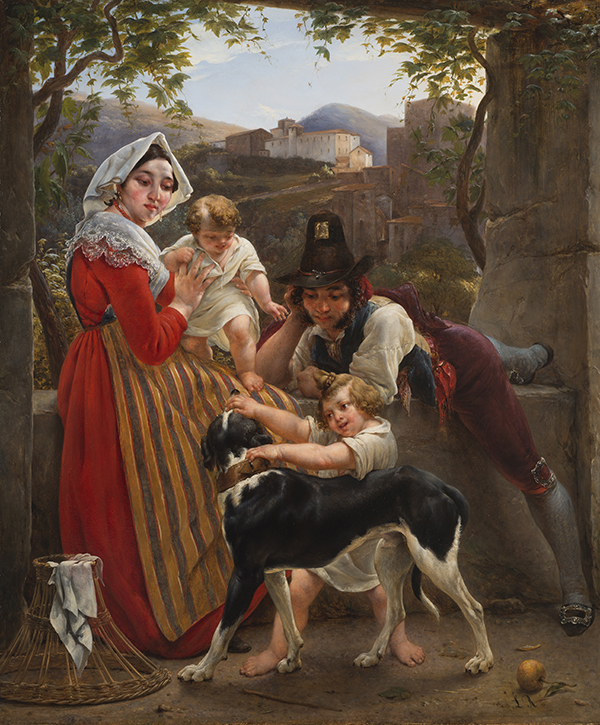 UNE FAMILLE ITALIENNE DEVANT UN PAYSAGE Louis Ricquier